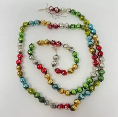 Vintage Christmas Mercury Glass Beads Garland Multi-Color Easter  30  • $26.69