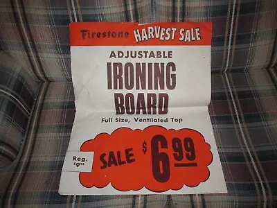 Vintage 1957 Firestone Tire Harvest Sale IRONING BOARD Advertising Poster Paper • $33