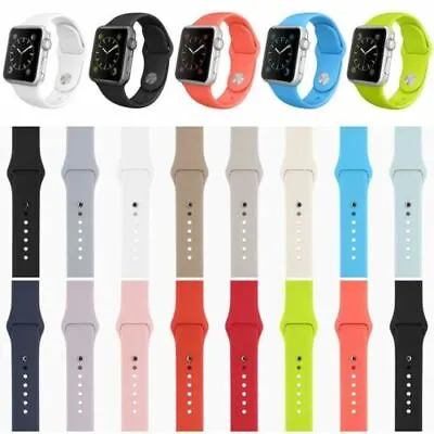 Apple Watch Series 8 7 6 5 SE Soft Silicone Sports Strap 38/40/41mm 42/44/45mm  • £4.99