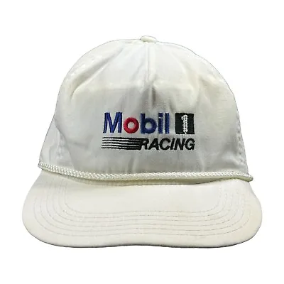 🇺🇸 Vintage Mobil 1 Racing Hat White Strapback Cap Made In USA Distressed • $12.99