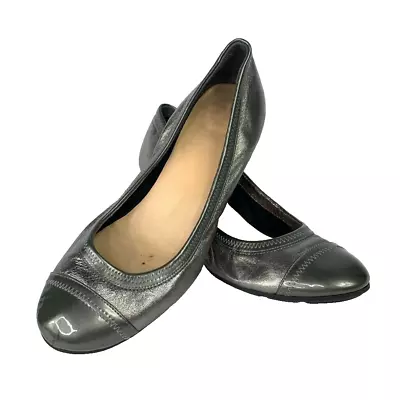 Cole Haan Womens Milly Wedge Heel Comfy Silver Metallic Slip On Cap Toe Shoe 8 B • $24.88