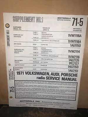 Motorola-Service Manual- For 1971 VWAudiPorsche Car Stereo. Schematics • $17.46