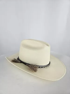 Bailey Straw Cowboy Hat Size 7 1/2 White W/ Braided Trim • $35