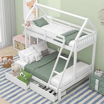 Bunk Beds With Storage Triple Sleeper Pine Wood Bed Frame 3Ft Single 4Ft6 Double • £299.99