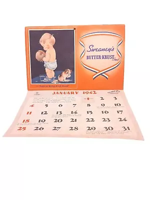 1942 Vintage Advertising Calendar Sweaneys Butter Crust Bread Recipes WW11 Era  • $39.95