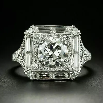 Milgrain Cluster Bridal Wedding Ring 2 Ct Simulated Diamond 14K White Gold Over • $109.20