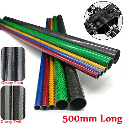 2X Carbon Fiber Tube OD 6/8/10/12/14/16/20/22/25/30mm X 500mm Long For RC Models • $12.99