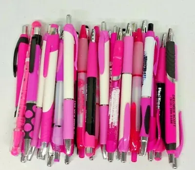 30ct Mixed Lot Misprint Retractable Click Pens: PINK / ROSE / MAGENTA • $11.99