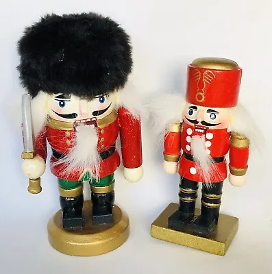 Wooden Nutcracker Soldier 5.5  Tall Christmas Holiday Decoration Lot Of 2 • $10