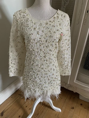 £20 • Buy Topshop Size 10 Cream Embellished Lined Dress With Scoop Back
