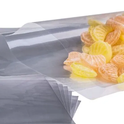 Clear Cellophane Sweet Gift Cello Display Bags Candy Cakes Pop Kids Party 50 Pk • £3.45