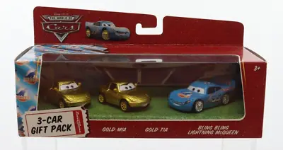 Disney Pixar Cars 3-Car Gift Pack Gold Mia Tia Bling Bling Lightning McQueen NIP • $37.95