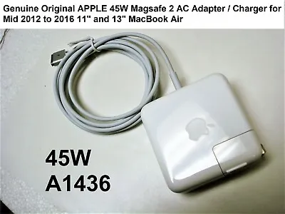 45W Magsafe2 AC Adapter Charger For MacBook Air 11  13  Mid 2012-2016 A1436 Used • $24.98