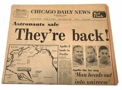 1968 Astronauts Safe They're Back Space Moon Chicago Daily News Complete Paper • $56.05