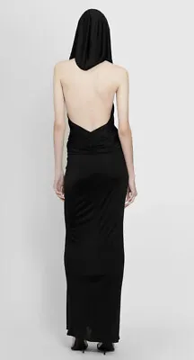 Saint Laurent Hooded Black Viscose Satin Dress Gown- 36 FR • £1599