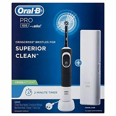 $42.20 • Buy Oral-B Pro 100 CrossAction Electric Toothbrush Superior Clean Black +Travel Case