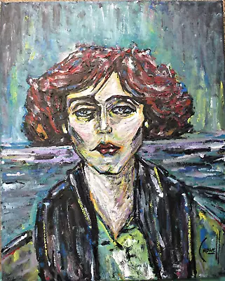 MAUDE ABRANTE Woman Modigliani Style Oil Painting 8x10 Canvas NEW Signed Crowell • $90