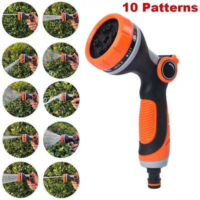 Garden Hose Pipe Spray Gun Water Sprayer 10 Function Nozzle Multi Adjustable UK • £8.98