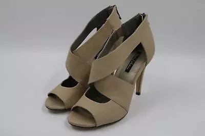 Michael Antonio Womens Ladies Tan Khaki Strappy Open Toe Stiletto Heels Size 8 • $18.99