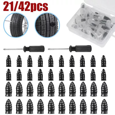 21/42x Vacuum Tire Repair Screw In Rubber Plug Nail Car Tyre Puncture Repair Kit • £7.19