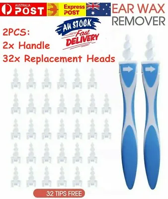 2x Ear Wax Removal Remover Tool Ear Cleaner Q-Grips Pick Swab Handle 32 Tips • $11.68