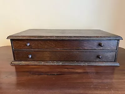 Edwardian Oak Two Drawer Collectors Chest • £95