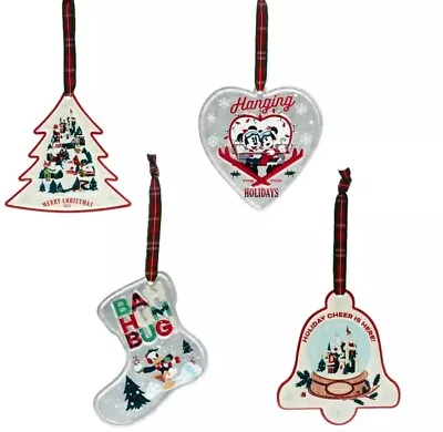 New Disney Parks Mickey Mouse & Friends 2021 Holiday Lodge Metal 4 Ornament Set • $24.99