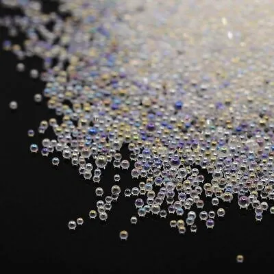 50g DIY Transparent Mini Glass Micro Beads Nail Art Decoration 0.6-0.8mm • $4.46