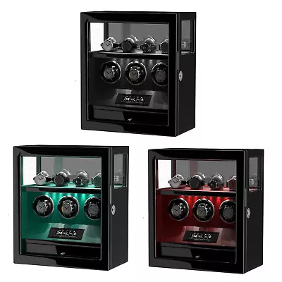 Fingerprint Lock 3 6 9 Watch Winder W/ Watch Holder Organizer Display Case Box • $319.99