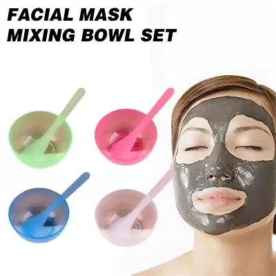 Facial Mask Mixing Bowl Kit Brush Spoon Stick Tool Face Care DIY Trav Sell • $1.87