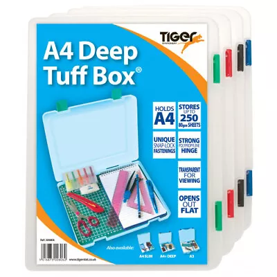 A4 Deep Clear Tuff Box - Coloured Clip Storage Document Holder Paper • £11.49