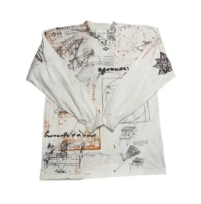 Vintage 90s Leonardo Da Vinci Vitruvian Origin Of Man Art L/S  T Shirt Size XL • $134.99