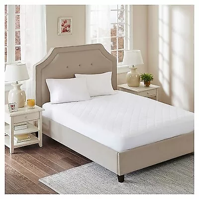 Queen All Natural Cotton Percale Quilted Mattress Pad White • $26.99