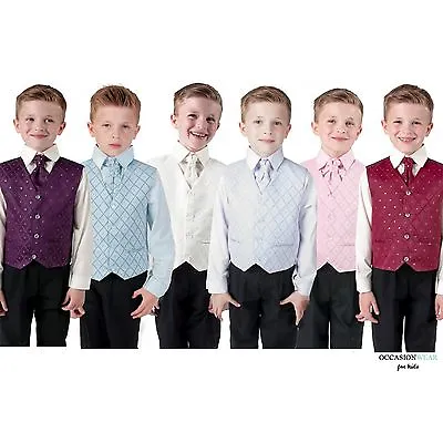Boys Suits Waistcoat Suit Wedding Pageboy Party Outfit 4pc Baby Suit 6 Colours • £19.99