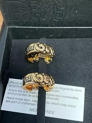 Genuine Gianni Versace 1  Gold Tone Clip On Earrings New Old Stock #025 • $59