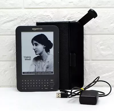 $89.95 • Buy Amazon Kindle Keyboard 3rd Gen Model D00901 Wi-Fi 3G Black Leather Cover W Light