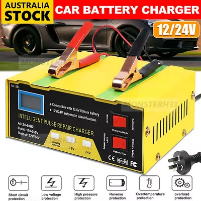 Automatic Car Battery Charger Heavy Duty LCD 12V / 24V Pulse Repair Boat Trickle • $34.99