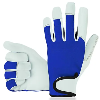 Ladies Mens Leather Gardening Glove Thorn Proof Garden Glove Goat Skin Blue • £4.95