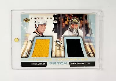 RARE PRIME #/25 GAME USED PATCH 2003-04 Premier Mario Lemieux Marc Andre Fleury  • $249.99