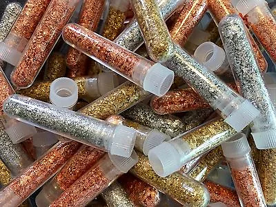 15 Large 3ml Vials.. Full Of Gold Silver & Copper Flakes..Lowest Price Online! • $23.95