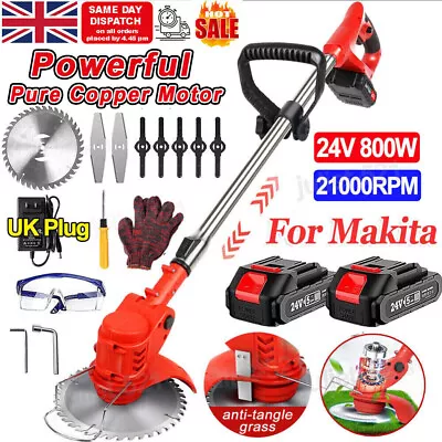 800W Cordless Electric Strimmer Grass Trimmer Garden Edger +2 Battery For Makita • £38.39