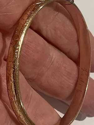 Fine Edwardian 9ct Rose Gold Engraved Hinged Bangle  Birmingham 1907 6.6 Grammes • £51