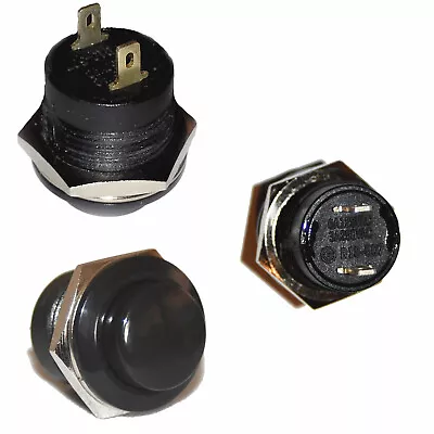 3pcs Black Momentary Push Button Switch 16mm 5/8in - Game Arcade Doorbell Lights • $11.49