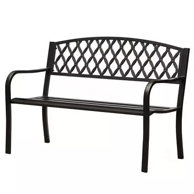 Gardenised Park Bench 50  Weather-Resistance Sturdy Armrest Elegant Iron Black • $309.94