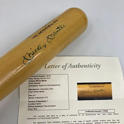 Mickey Mantle Signed Adirondack Game Model Baseball Bat JSA COA • $2995