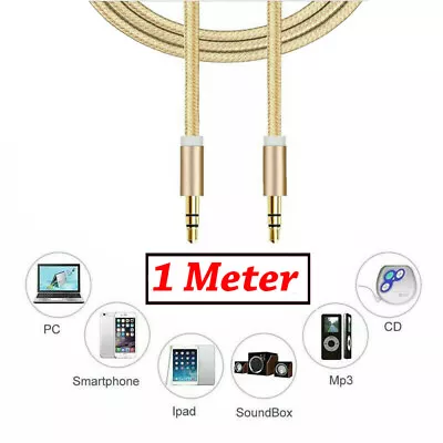 £2.65 • Buy 1M Audio AUX Cable Braided 3.5mm Metal Jack Stereo For IPhone IPod Headphone CAR