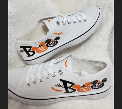 Halloween BOO Mickey Mouse Inspired Canvas Lace Tie Women's Shoes Size 7 • $39