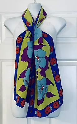 La Mendola Scarf Flower Lady Bug Design Rectangular Bold Colors Silk Scarf Italy • $125