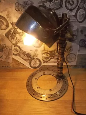 Industrial Steampunk Loft Table Lamp Metal Motorcycle Parts Made In Ukraine • $340