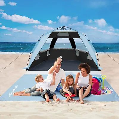 Portable Beach Tent 4-6 Person Sun Shade Outdoor Camping Hiking Fishing Tent • $89.29